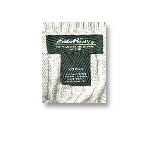 Eddie Bauer XXL Beige Cable Knit Sweater Tunic Top Academia Preppy Layering Chic - Picture 5 of 6